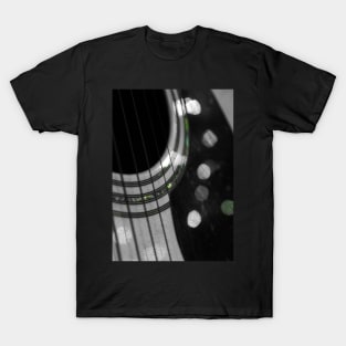 Guitar Bokeh Black and White T-Shirt